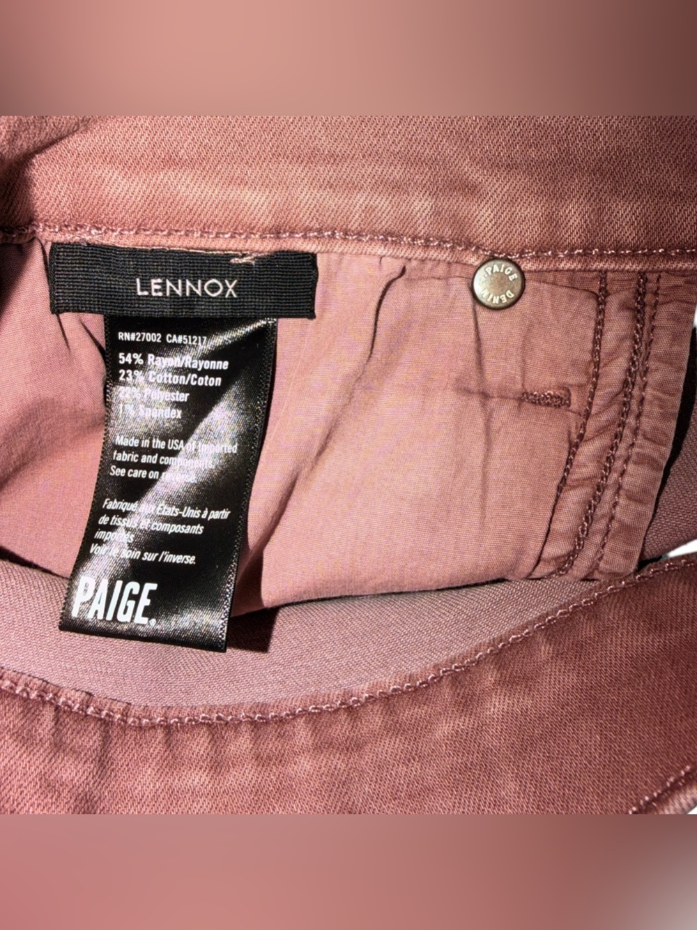 Paige Mens Lennox Jeans sz 38 Twilight Haze Straight Stretch Cotton Blend - Picture 5 of 7